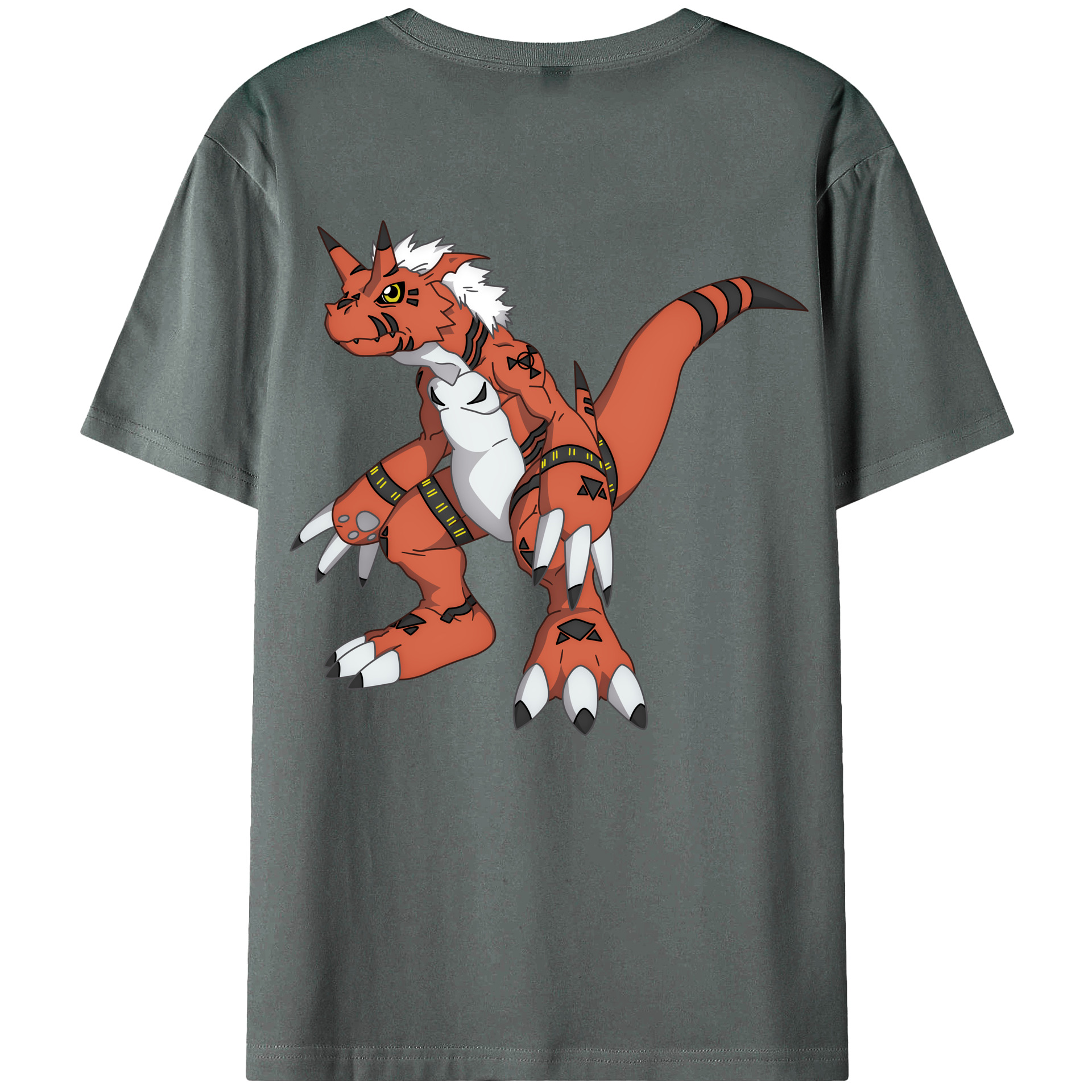 （画像用） Digimon デジタルモンスター/デジモン 綿100％ メンズ半袖Tシャツ（バックプリント） 通気性